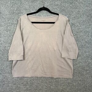 Eileen Fisher Shirt Womens XL Gray Acid Wash Tshirt 3/4 Sleeve Oversized Organic